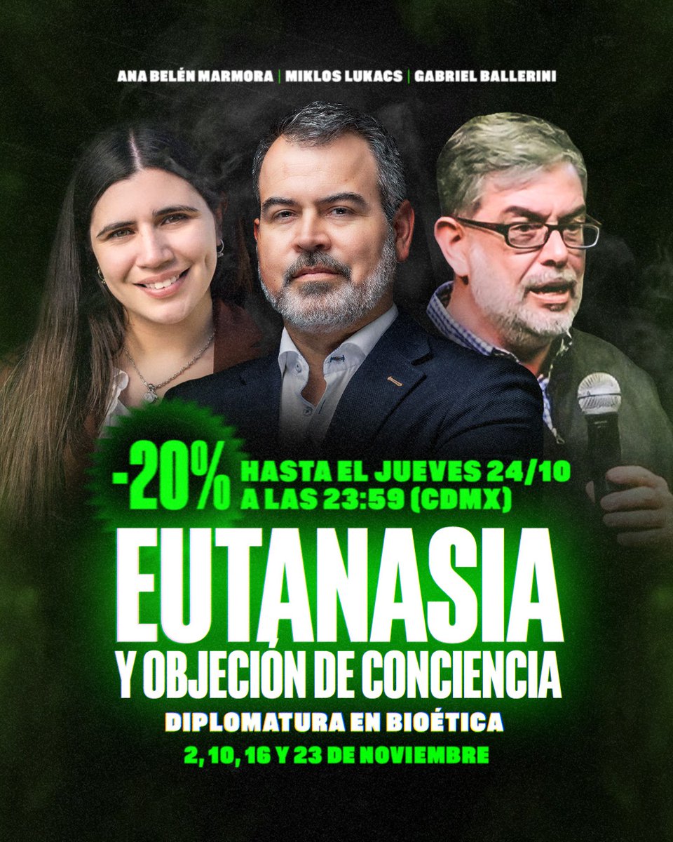 Tecnopolitea (@tecnopolitea) on Twitter photo ¿Eutanasia si o eutanasia no?
Esta y otras preguntas más son las que responderemos en el nuevo curso de Tecnopolitea.
Será dictado por <a href="/AnaBelenMarmora/">Ana Marmora</a>, <a href="/mlukacs/">Miklos Lukacs</a> y <a href="/BalleriniOK/">Gabriel Ballerini</a>.
Inscríbete en tecnopolitea.com/store ¿Eutanasia si o eutanasia no?
Esta y otras preguntas más son las que responderemos en el nuevo curso de Tecnopolitea.
Será dictado por <a href="/AnaBelenMarmora/">Ana Marmora</a>, <a href="/mlukacs/">Miklos Lukacs</a> y <a href="/BalleriniOK/">Gabriel Ballerini</a>.
Inscríbete en tecnopolitea.com/store