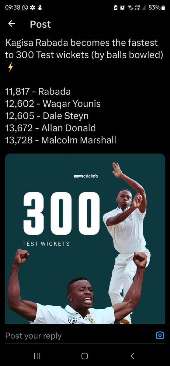 GaytonMcK's tweet photo. Let us celebrate the excellence of KG Rabada! He is testament to what we can achieve when young South Africans are given the necessary support! 300* thank you KG🔥🔥🔥🔥🔥🔥🔥 https://t.co/hrdpN3E8cp