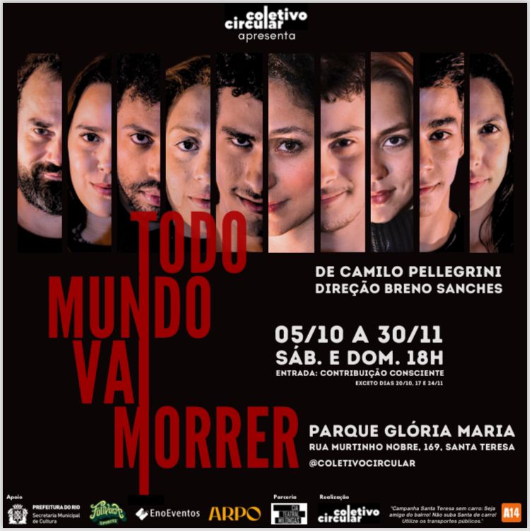 “Todo mundo vai morrer” uma comédia itinerante e de suspense onde o público participa jogando com os atores para descobrir quem é o assassino sopacultural.com/todo-mundo-vai… via <a href="/Sopa/">sopa</a> Cultural
