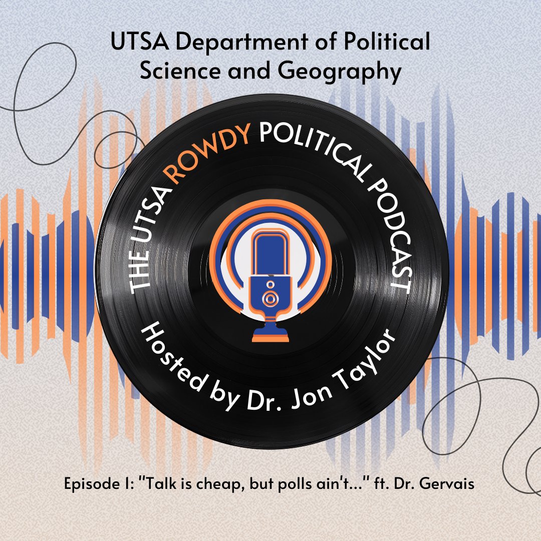 We are proud to present our new podcast (starting Oct 25)! The UTSA Rowdy Politics podcast aims to address various political topics such as current issues, polling and research, and more. Listen in to what some of the staff and faculty of UTSA have to say!
rss.com/podcasts/utsa-…