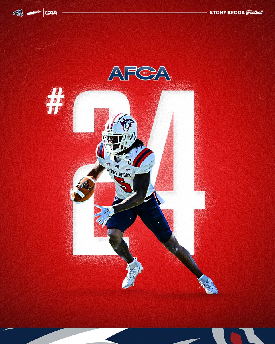 StonyBrookFB's tweet photo. 🚨 No. 24 Stony Brook Seawolves 🚨

We’re ranked inside the @WeAreAFCA top-25 for the first time since 2019! 

📰 → https://t.co/97KzlxLkKk

🌊🐺 x #As1 x @Jasiah_W https://t.co/LNHcu2Od6e