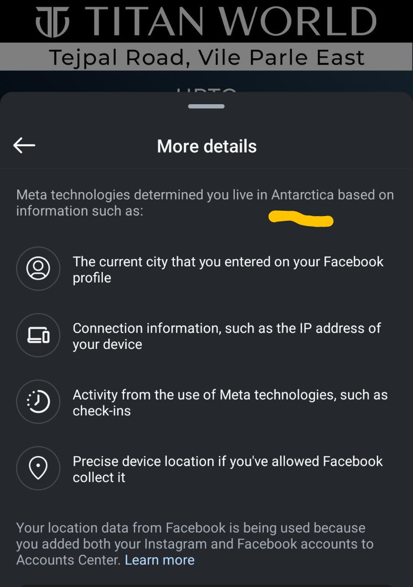 tuhinsde's tweet photo. Is it a glitch. am sure never went to Antarctica. Neither do use VPN. AND WHY ANTARCTICA??? Out of the 7 conts 🥲🥲
#adservice #instagramreels https://t.co/dakkFNs9le
