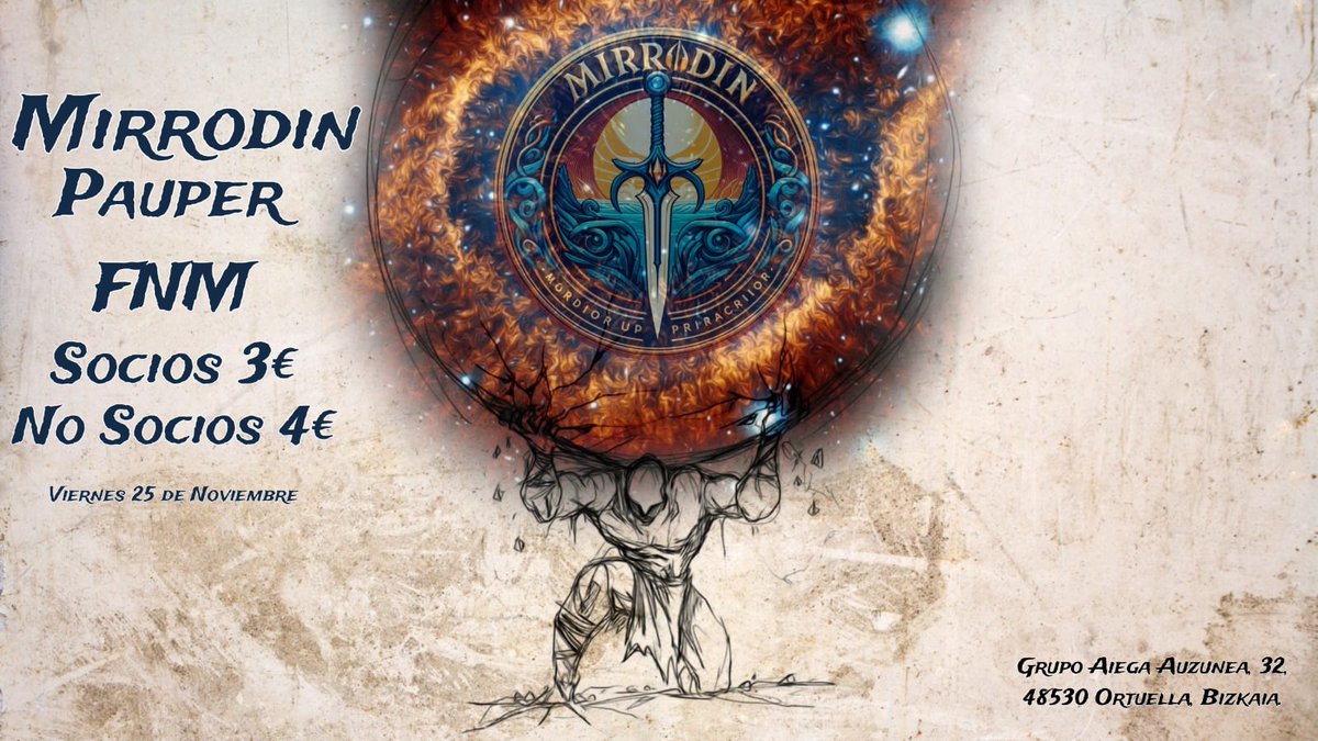 FNM de PAUPER este viernes! Socios 3€ // No socios 4€. Premios en funcion de lo recaudado, íntegro! Venid a jugar.🥳🥳