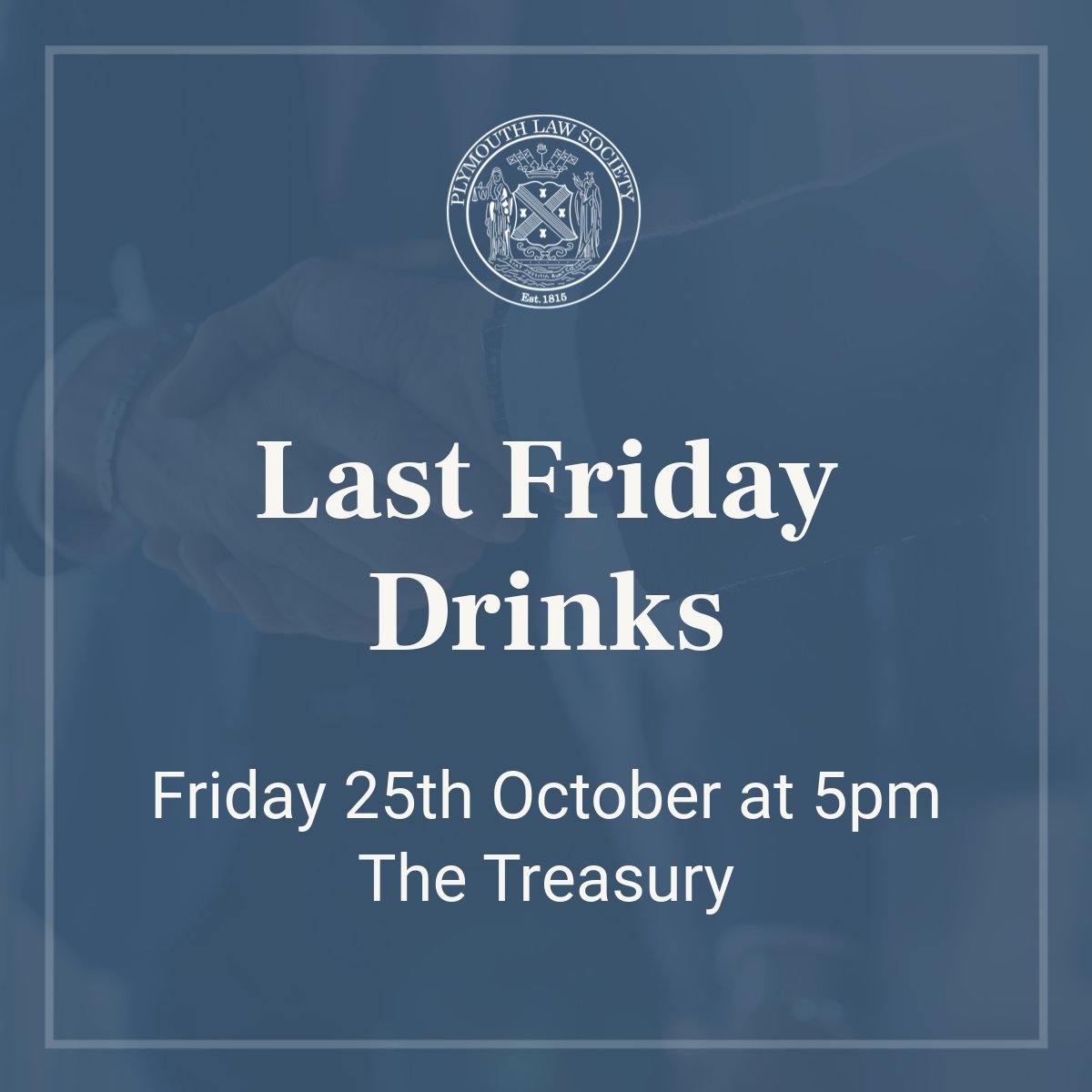🍷 Last Friday Drinks with the Plymouth Law Society are just around the corner! 

Come along this Friday at 5PM . First round’s on us!