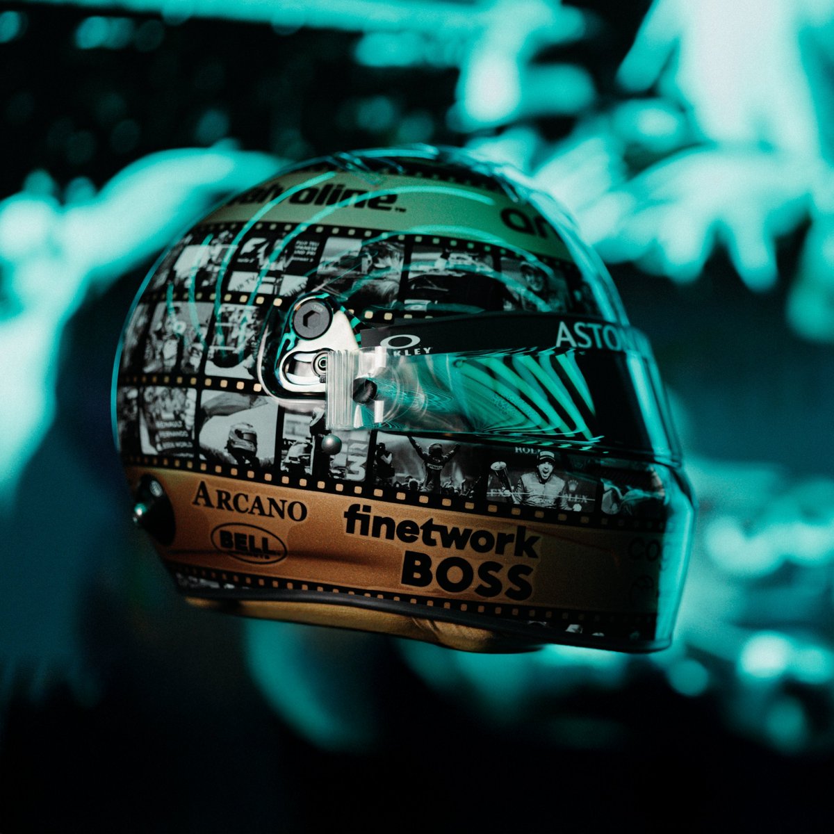 DAZN_ES's tweet photo. 😍 Amor a primera vista 😍

El ESPECTACULAR casco de @alo_oficial para celebrar en México sus 400GP en F1 

Una obra de arte cargada de los recuerdos de una trayectoria de leyenda 

📷 @AstonMartinF1 https://t.co/t6iDWe7T74