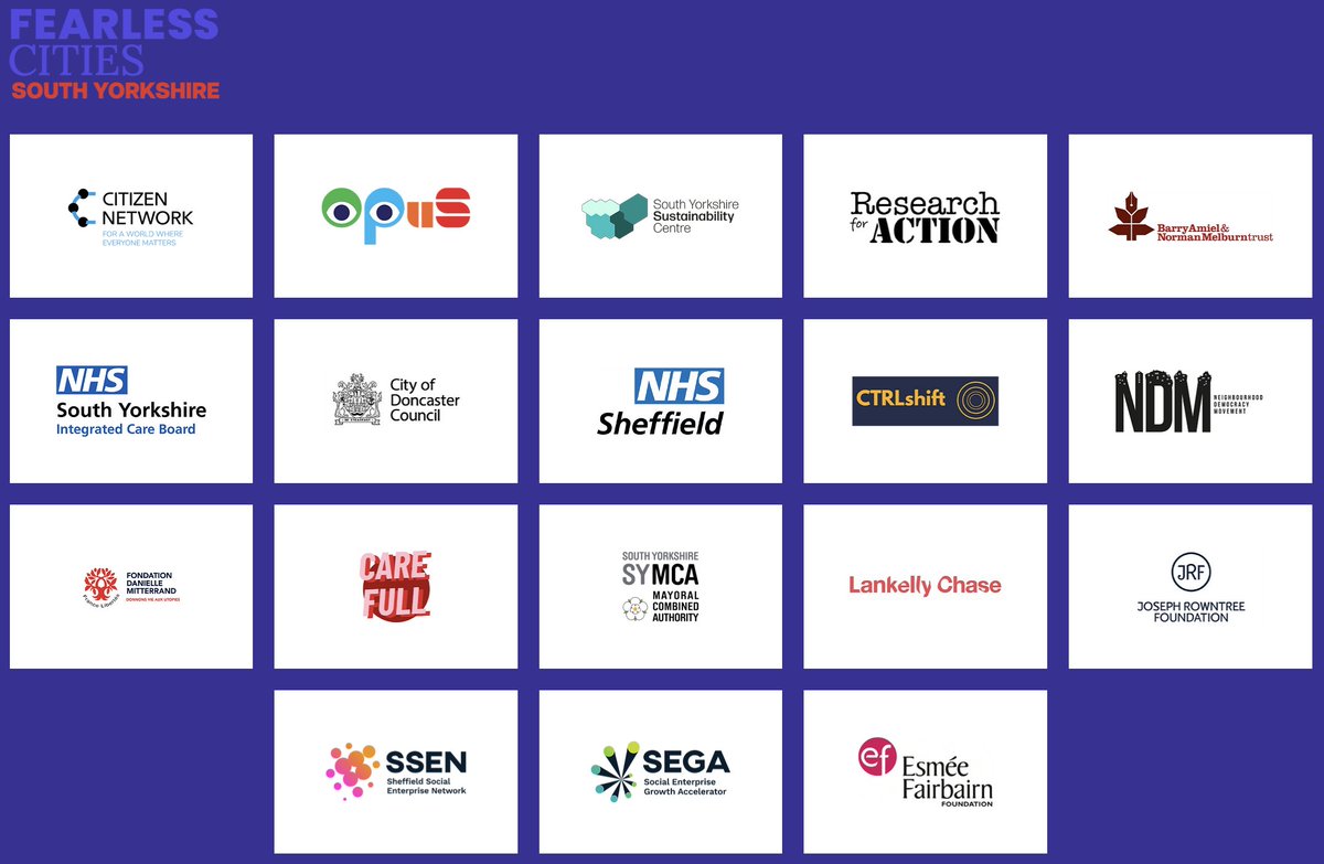 A big thank you to all those organisations who have supported Fearless Cities: South Yorkshire.

1-3 November

300-400 people working together to explore different aspects of community power.

fearlesscitiessy.org
<a href="/DemeMove/">Fearless Cities: South Yorkshire</a> <a href="/citizen_network/">Citizen Network</a> <a href="/OpusIndependent/">Opus Independents</a> <a href="/sheffieldtrib/">The Tribune</a>