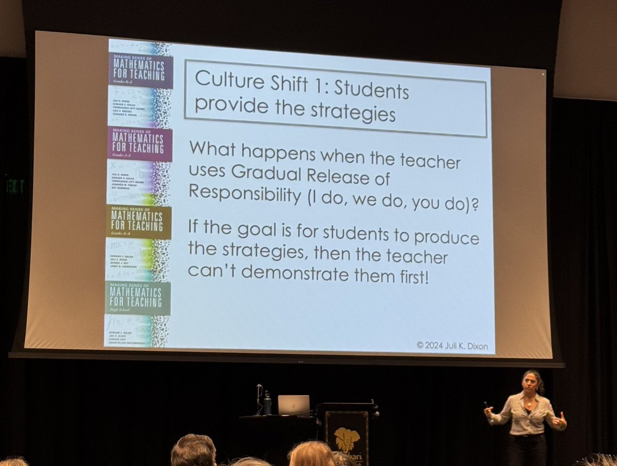 “If the goal is for students to produce the strategies, then the teacher can’t demonstrate them first!” @thestrokeofluck 

Concept should come before procedure. 

“I do, we do, you do” is not a strategy to do when introducing a new concept/topic. #tasmtalk