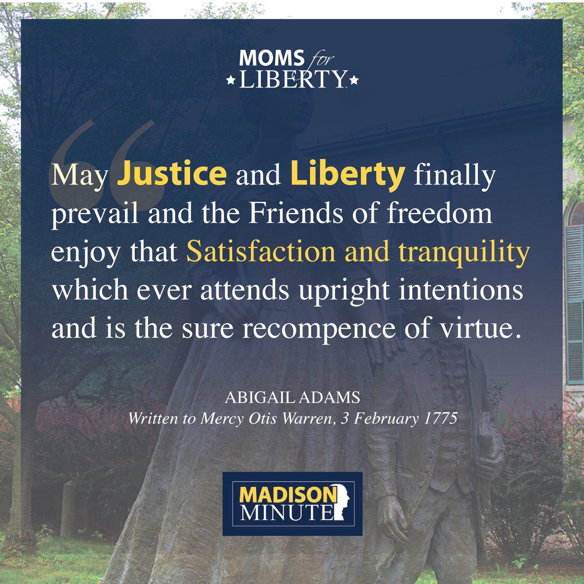 Moms4Liberty's tweet photo. Abigail Adams 🇺🇸
#madisonminute #Moms4Liberty https://t.co/FM5TSvqLFu