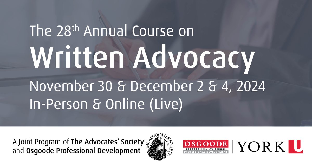 Advocates_Soc's tweet photo. Would you like expert instruction on how to improve your written arguments? This acclaimed program provides individualized feedback from a team of trial &amp; appellate judges, writing professionals &amp; top legal practitioners. Spaces limited. Book now! #TASCPD https://t.co/h3VoRTmM0P https://t.co/HzxDwNEh6P
