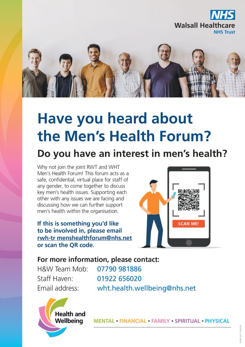 Walsall Healthcare Staff Health and Wellbeing Team (@nhswellbeing) on Twitter photo Do you work <a href="/WalsallHcareNHS/">Walsall Healthcare</a> or <a href="/RWT_NHS/">The Royal Wolverhampton NHS Trust 🏥</a> and want to know more about Men's Health? Why not join the Men's forum for a safe, confidential virtual space to discuss key men's health issues. Don't delay, join today! Do you work <a href="/WalsallHcareNHS/">Walsall Healthcare</a> or <a href="/RWT_NHS/">The Royal Wolverhampton NHS Trust 🏥</a> and want to know more about Men's Health? Why not join the Men's forum for a safe, confidential virtual space to discuss key men's health issues. Don't delay, join today!