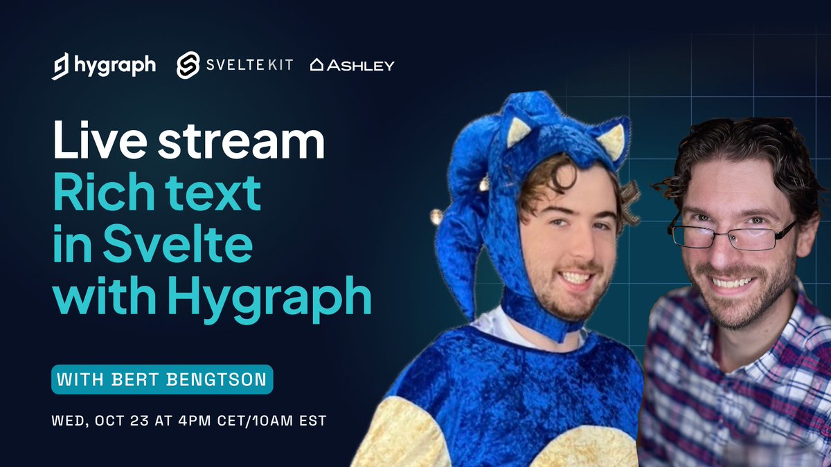hygraph's tweet image. Join us LIVE this week as @BertBengtson from our customer @AshleyHomeStore shows off his fantastic rich text rendering library in @sveltejs tailored for @Hygraph!

Tap the notification🔔to join us Wednesday!
youtube.com/live/e7_BGtnUj…
#Hygraph #Svelte #WebDevelopment #CMS