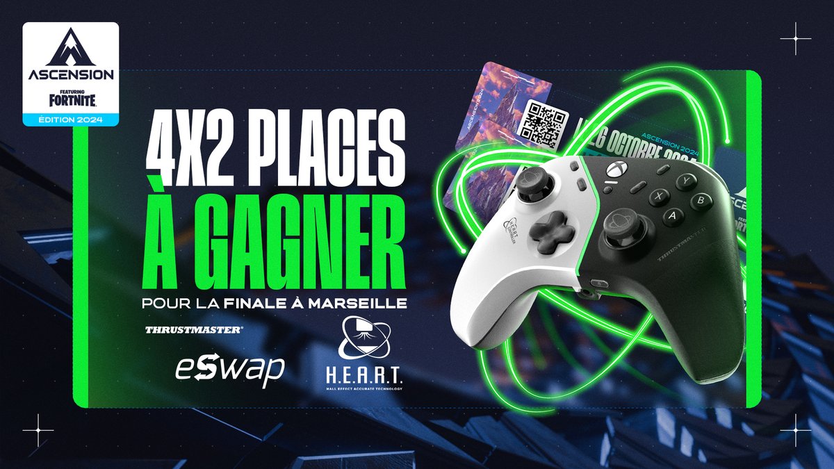 Plus que quelques jours avant la finale de l'Ascension. Grâce à notre partenaire Thrustmaster, tu as une chance de venir assister au show en personne ! 🔥

Pour participer : RT + Follow @Ascension_Tn &amp; <a href="/TMEswap/">ESWAP by Thrustmaster</a> 

▶️4 gagnant(e)s tiré(e)s au sort le 23/10