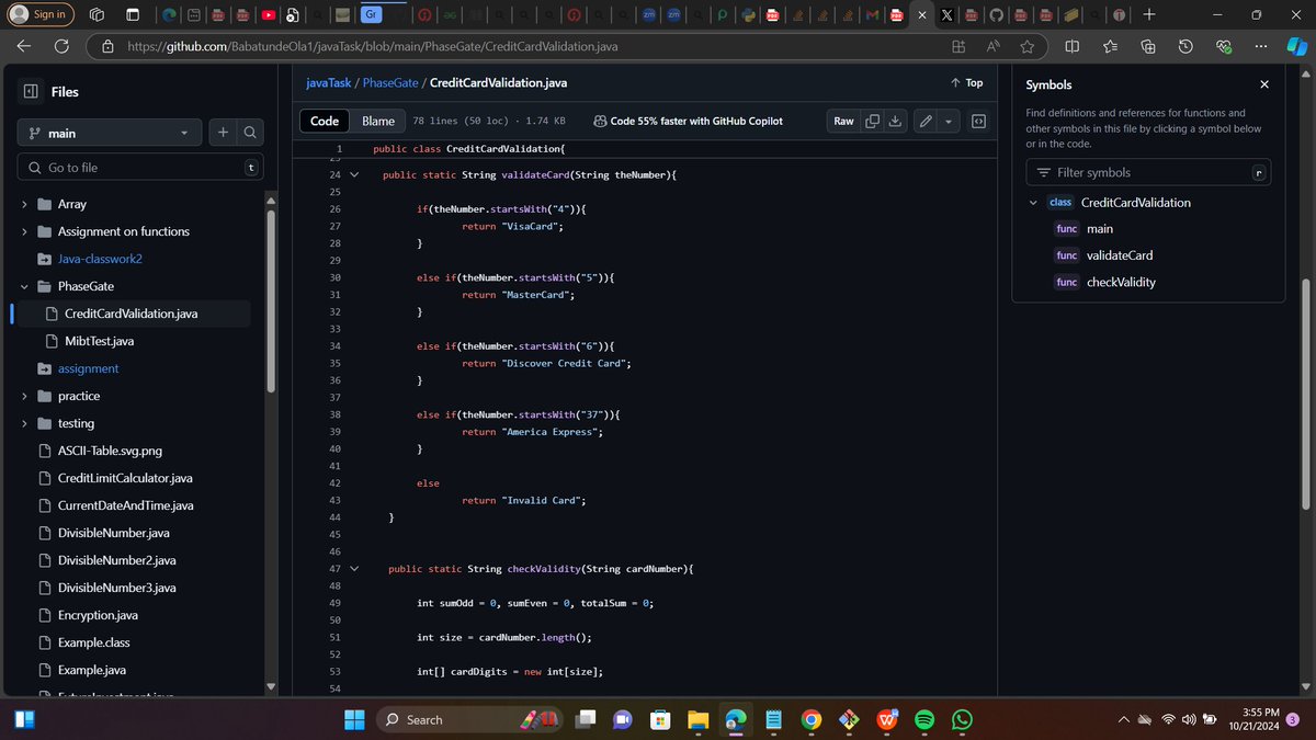 1Babatunde_Ola's tweet photo. Just started posting to share my journey here and also willing to learn more from others. just finish this in #creditcardvalidator #Java and #Python . #programming #Java #Python https://t.co/BtNveeXlc0