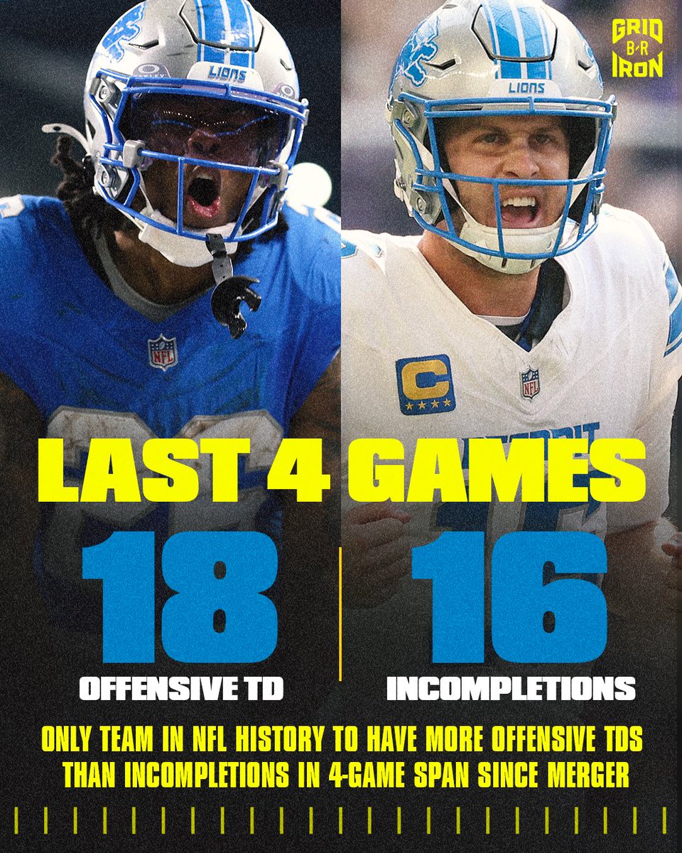 brgridiron's tweet photo. This Lions stat is WILD 👀

The definition of efficiency https://t.co/Ai8LSRdCUD