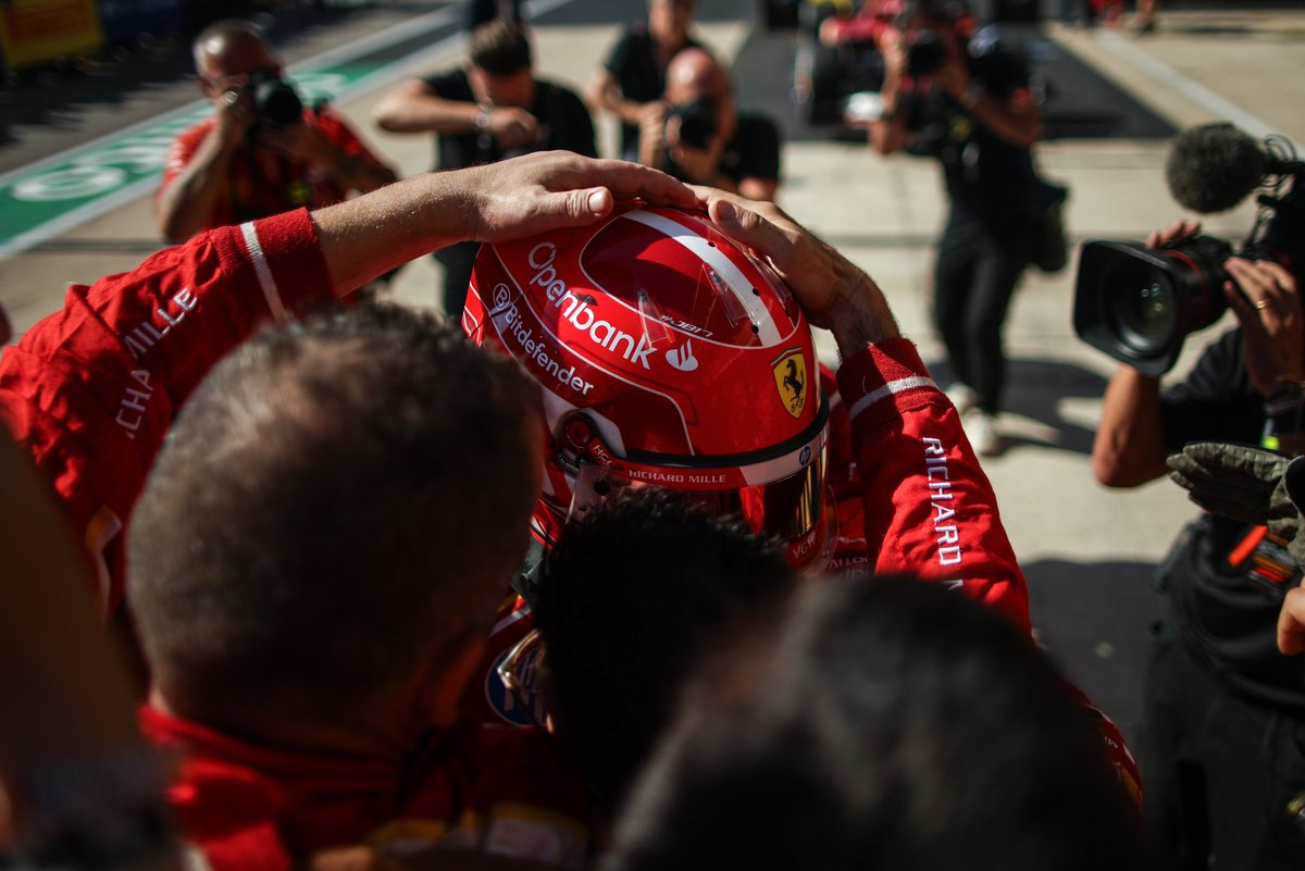 ScuderiaFerrari's tweet photo. POV: You’re celebrating in Parc fermé 🤗 https://t.co/E6EANsqSfS