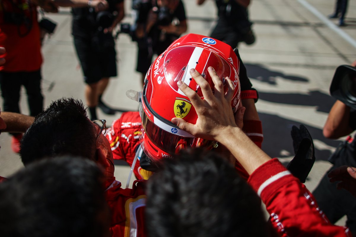ScuderiaFerrari's tweet photo. POV: You’re celebrating in Parc fermé 🤗 https://t.co/E6EANsqSfS