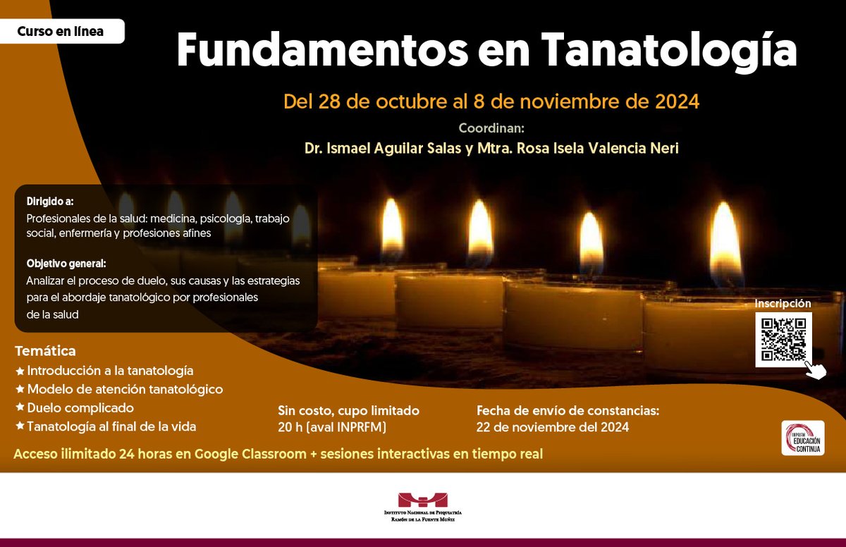 EduconINPRFM's tweet photo. #CursoEnLínea. Fundamentos en Tanatología 
➡ https://t.co/JEjvyuCMEM
✍️ https://t.co/jnfvCRHpsX https://t.co/C9Moq5b5A8