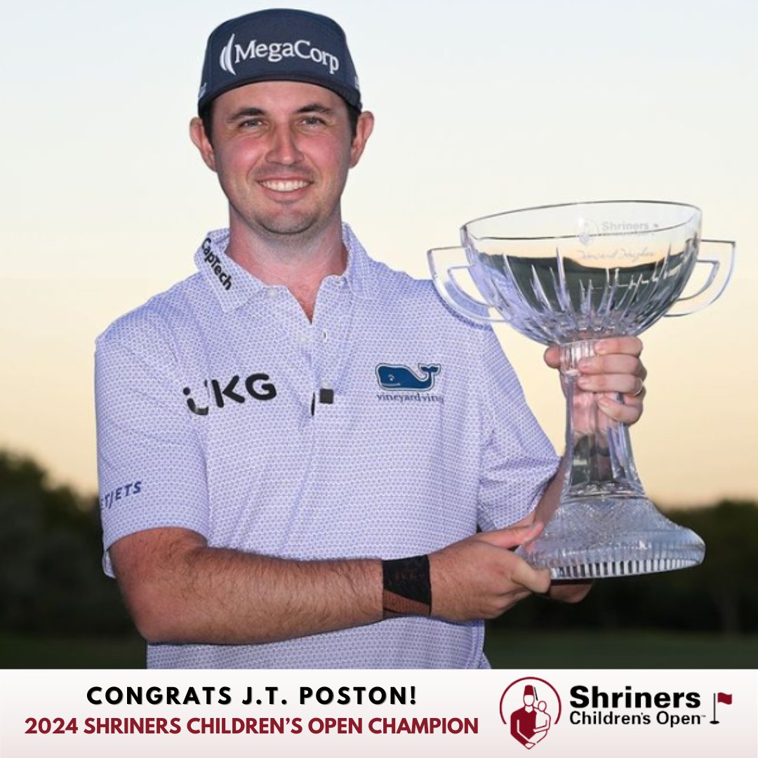 MegaCorp3pl's tweet photo. 🏆 Huge congrats to MegaCorp-sponsored golfer J.T. Poston on his incredible win at the 2024 Shriners Children's Open! 🎉

@shrinersopen @pgatour @JT_ThePostman #PGA #JTPoston #ShrinersOpen #MegaCorp #MegaCorpLogistics #LoveWhereYouWork #TrustThatWeWillDeliver #3pl #TeamMega https://t.co/qW9wDG9vRK