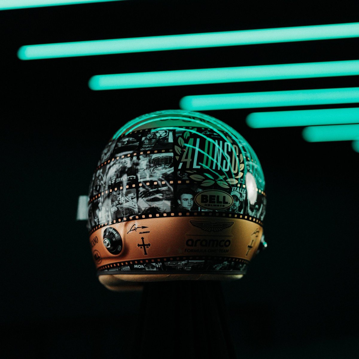 Nanosecso's tweet photo. El casco especial de Alonso para el Gran Premio de Mexico por los 400GPs es ESPECTACULAR https://t.co/iv8Io18Tig