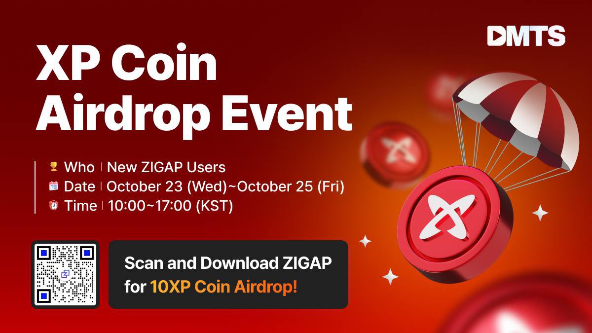 🚀 XP Coin Airdrop Alert D-2🚀 Get ready! Xphere is joining the Digital  Media Tech Show from Oct. 23-25! Download @ZIGAP_official and receive 10 XP  Coins instantly in your new wallet! 💰