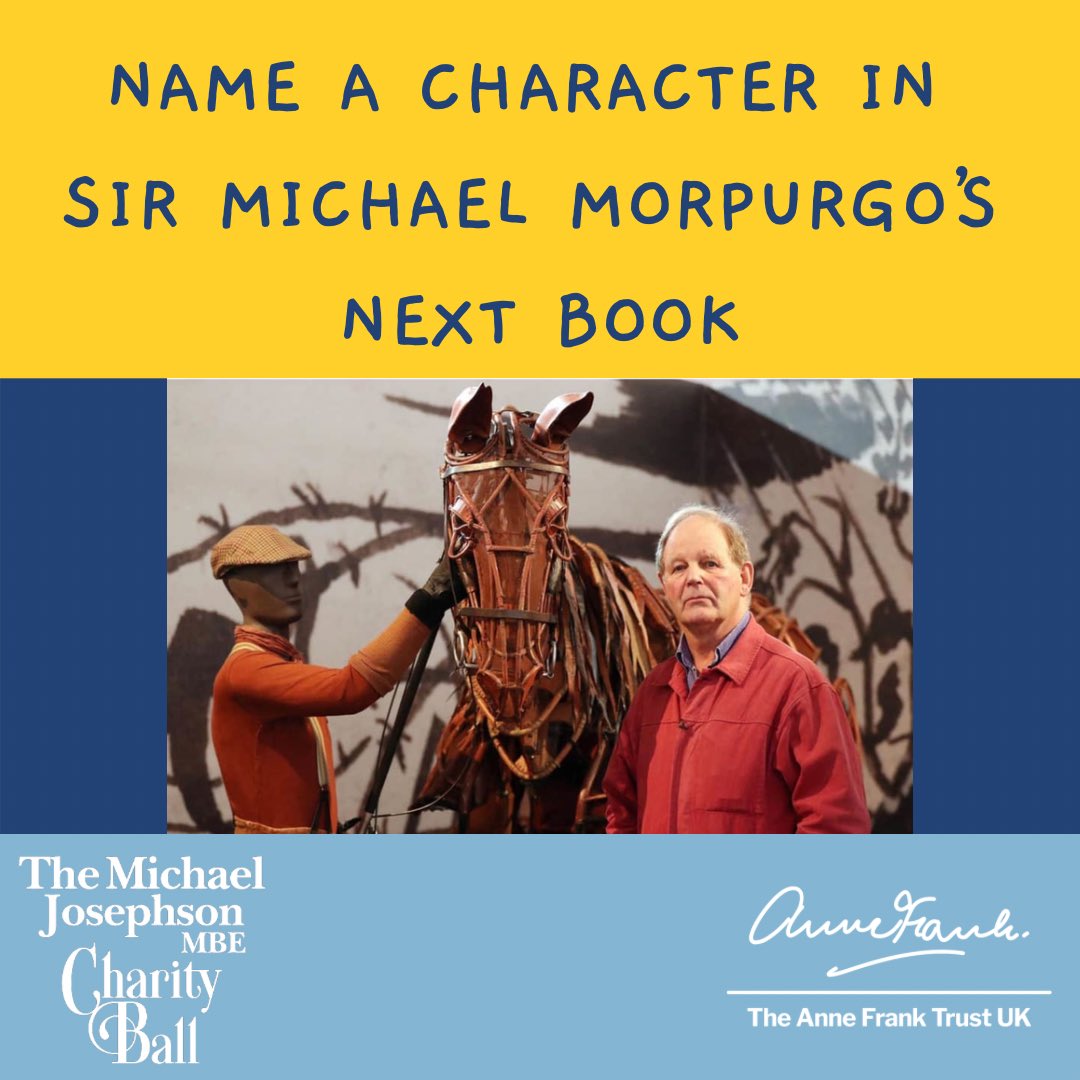 📚Name a character in Sir Michael Morpurgo’s next book!

✨Please bid generously✨

mjcharityball.com/auction/lots/n…

#michaelmorpurgo #warhorse #kensukeskingdom #auction #specialgift