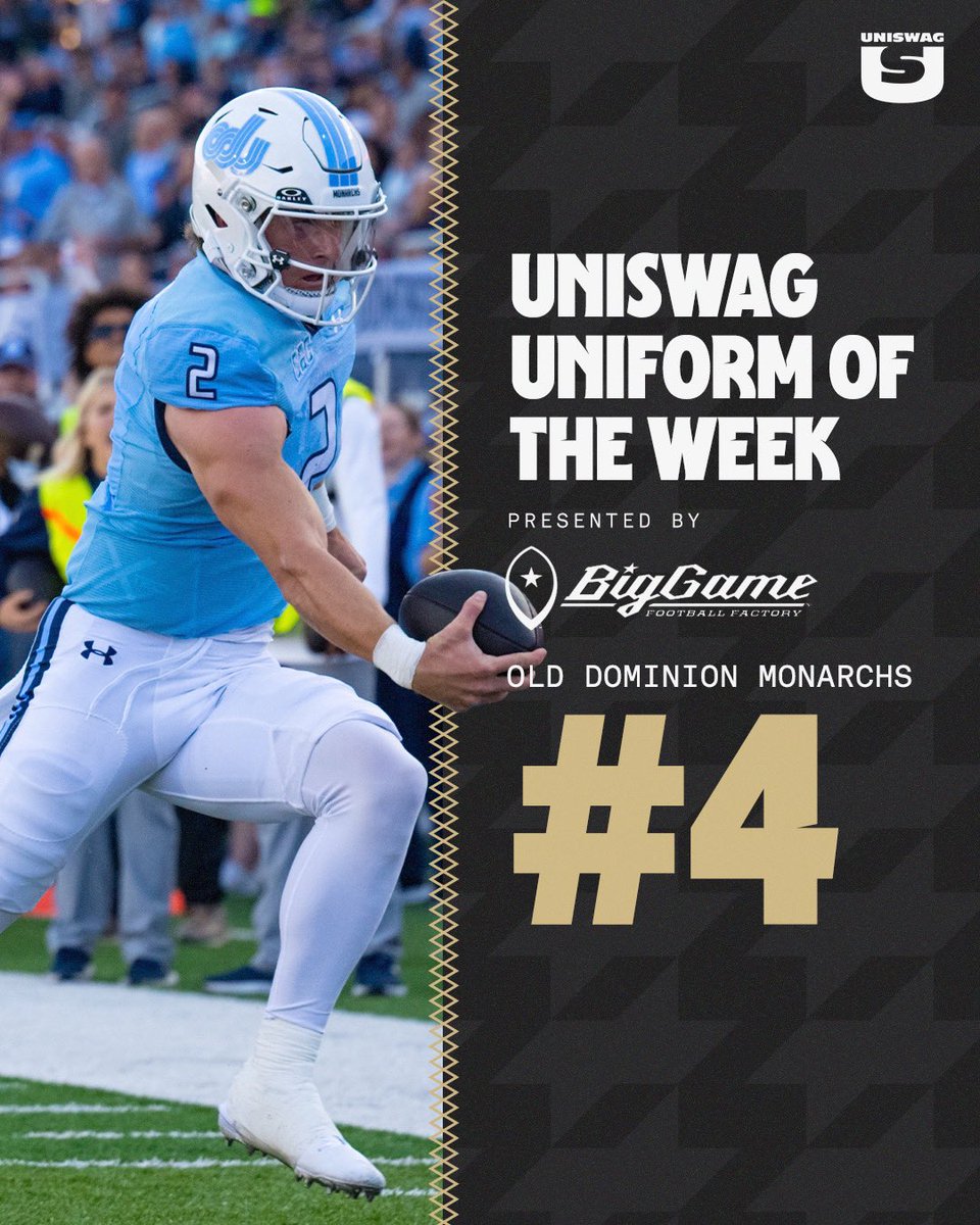 UNISWAG (@uniswag) on Twitter photo UNISWAG Week 8 Uniform of the Week Countdown presented by <a href="/BigGameUSA/">Big Game USA</a>
#4 <a href="/ODUFootball/">ODU Football</a>
#uniswag UNISWAG Week 8 Uniform of the Week Countdown presented by <a href="/BigGameUSA/">Big Game USA</a>
#4 <a href="/ODUFootball/">ODU Football</a>
#uniswag