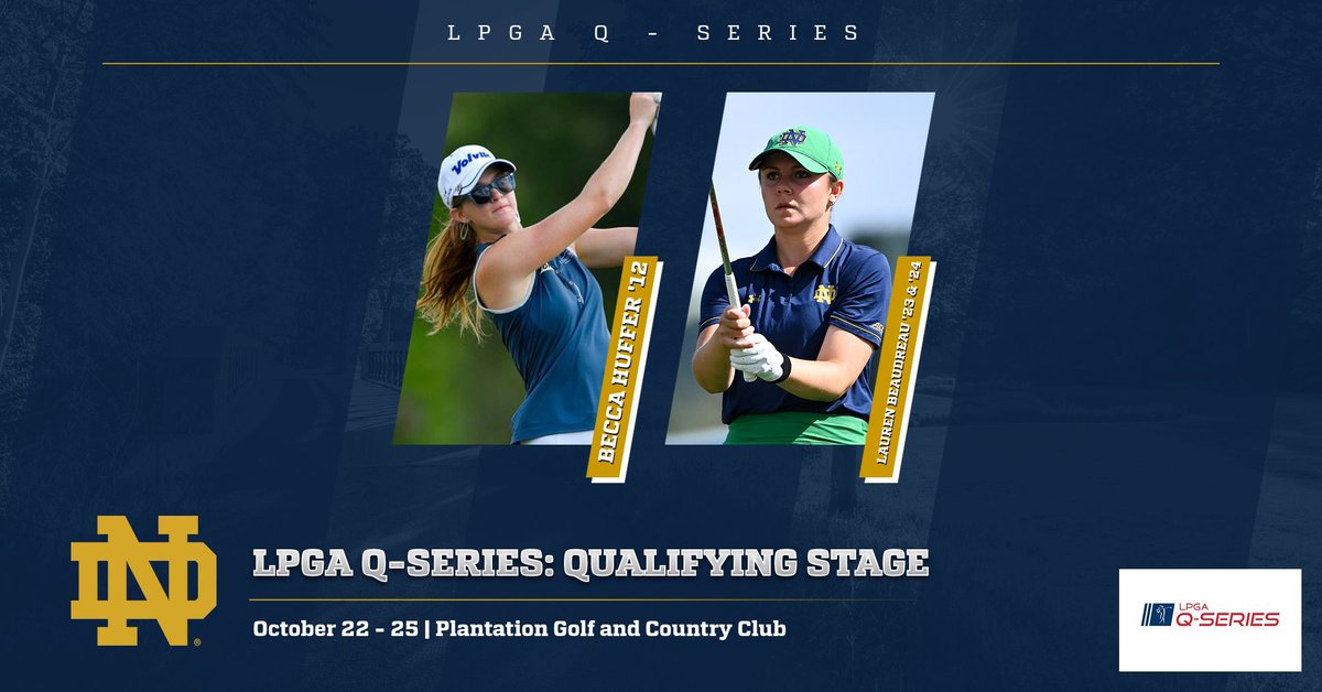 Good luck to our alums, Becca Huffer(‘12) and Lauren Beaudreau(‘23|’24) as they begin play in the LPGA Q-Series Qualifying Stage tomorrow!

⛳️: LPGA Q-Series: Qualifying Stage
📍: Plantation Golf and Country Club
🗓️: October 22nd - 25th

Live Scoring: live.lpgascoring.com/q-school/publi…