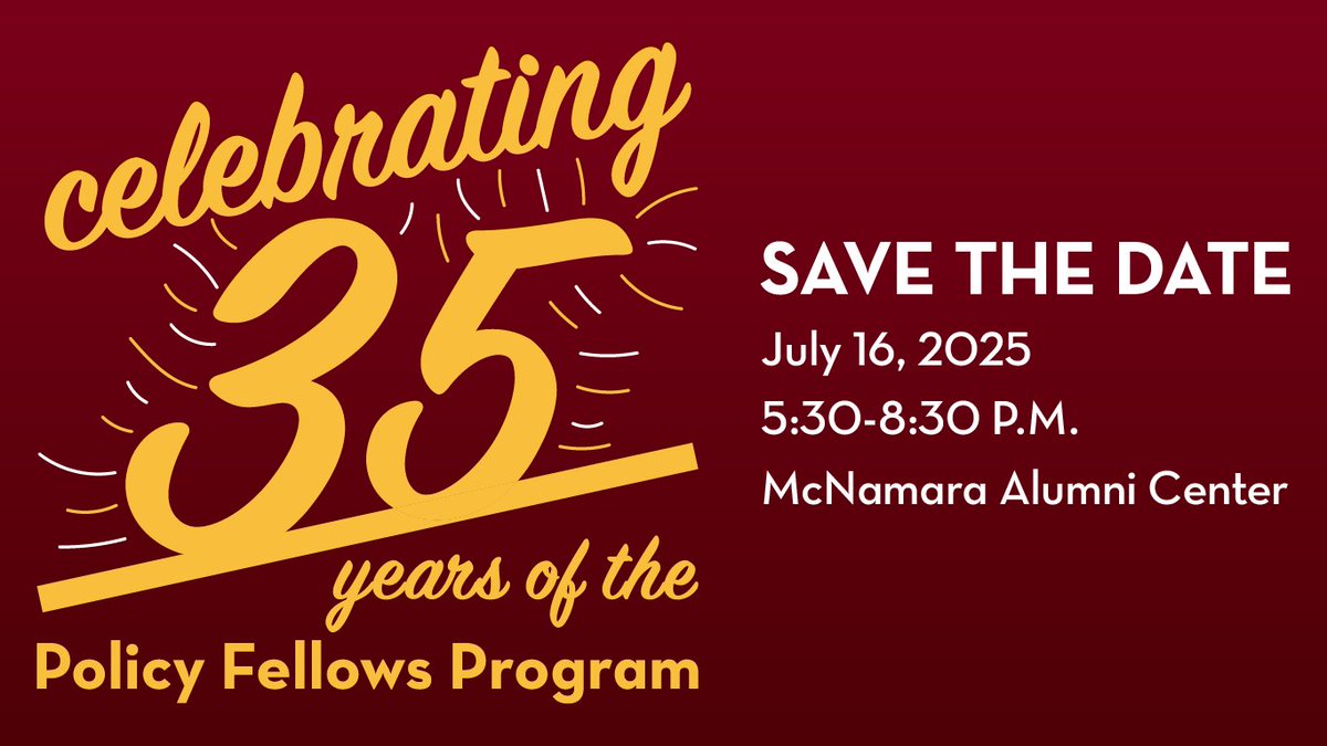 We’re thrilled to announce we’ll be celebrating 35 years of the #PolicyFellows legacy of leadership next summer! Mark your calendars for July 16, 2025. Get ready to reconnect, reflect, &amp; celebrate the incredible impact we've made together. All are invited!