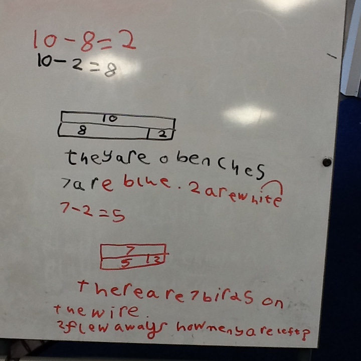OutwoodsPrimary's tweet photo. This week the Year 2 children have been learning how to find the difference in maths. The children were set a challenge to use the rods to find the difference of the red rod. Then the children practised finding the difference with numbers and then writing their own number stories https://t.co/2UcuZRH85p