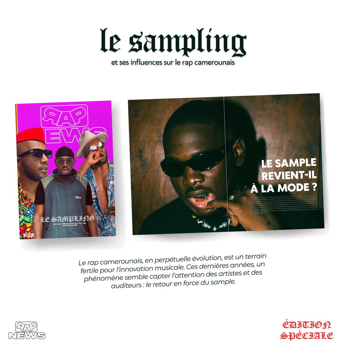 antonejustin_'s tweet image. 🎶 Le sampling et ses influences sur le rap camerounais 🇨🇲. 

Découvrez l’article dans quelques jours en exclusivité via la newsletter de @rapnewsmagazine ! 

📨 bit.ly/4feff2b &amp;lt;— abonnez-vous à la newsletter maintenant ! 

#RapCamerounais #Sampling