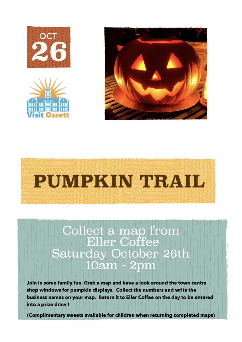 The Ossett pumpkin trail is this Saturday 10am to 2pm. Will you find them all? Collect a map on the day <a href="/ellercoffee/">Mark Ellerker</a> #Ossett #free
