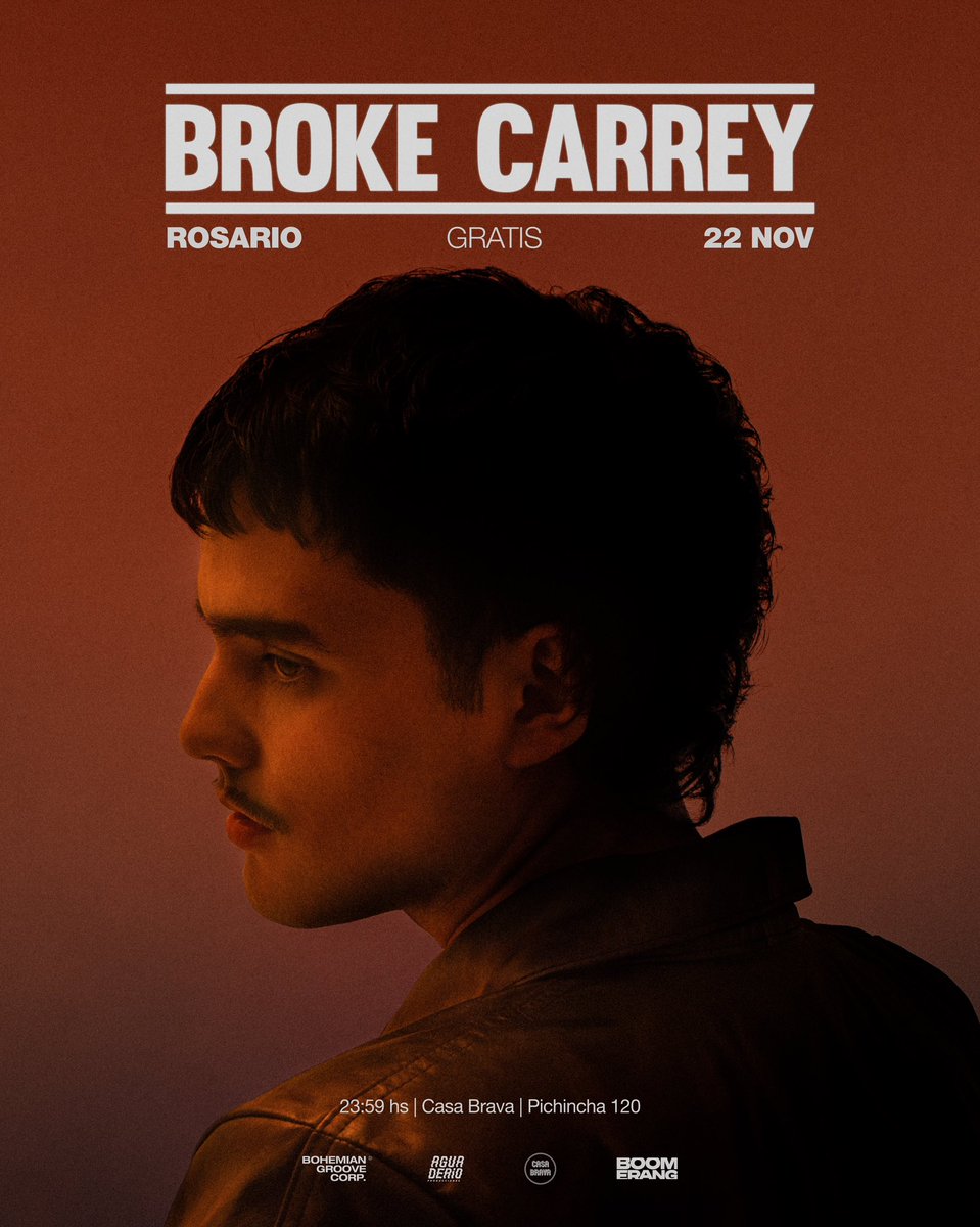 💵 RÍO DE LA PLATA TOUR
🇦🇷 BROKE CARREY en ROSARIO
🗓 22 de NOVIEMBRE
🎫 no hay que comprar entradas compañeros, es gratis