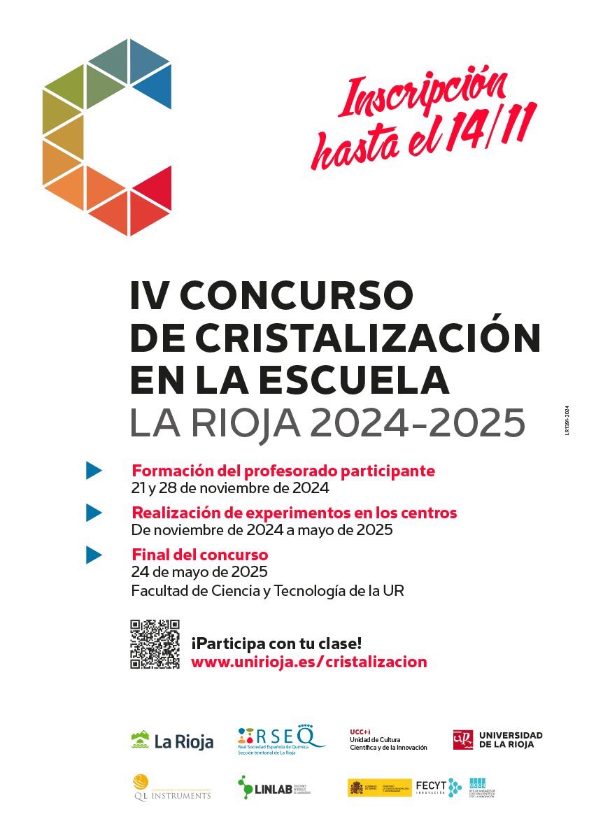 Héctor Busto (@hebusto) on Twitter photo Todo listo para la IV edición del Concurso de Cristalización en la Escuela de La Rioja. Inscripciones hasta el 14 de noviembre! En <a href="/unirioja/">Universidad de La Rioja</a>. Toda la info en: unirioja.es/actividades/iv…. Gracias a la UCC de <a href="/unirioja/">Universidad de La Rioja</a> <a href="/RSEQUIMICA/">RSEQ</a>, <a href="/lariojaorg/">Gobierno de La Rioja</a>, LinLab, <a href="/qlinstruments/">QL INSTRUMENTS SLU</a> y <a href="/FECYT_Ciencia/">FECYT</a>. Todo listo para la IV edición del Concurso de Cristalización en la Escuela de La Rioja. Inscripciones hasta el 14 de noviembre! En <a href="/unirioja/">Universidad de La Rioja</a>. Toda la info en: unirioja.es/actividades/iv…. Gracias a la UCC de <a href="/unirioja/">Universidad de La Rioja</a> <a href="/RSEQUIMICA/">RSEQ</a>, <a href="/lariojaorg/">Gobierno de La Rioja</a>, LinLab, <a href="/qlinstruments/">QL INSTRUMENTS SLU</a> y <a href="/FECYT_Ciencia/">FECYT</a>.