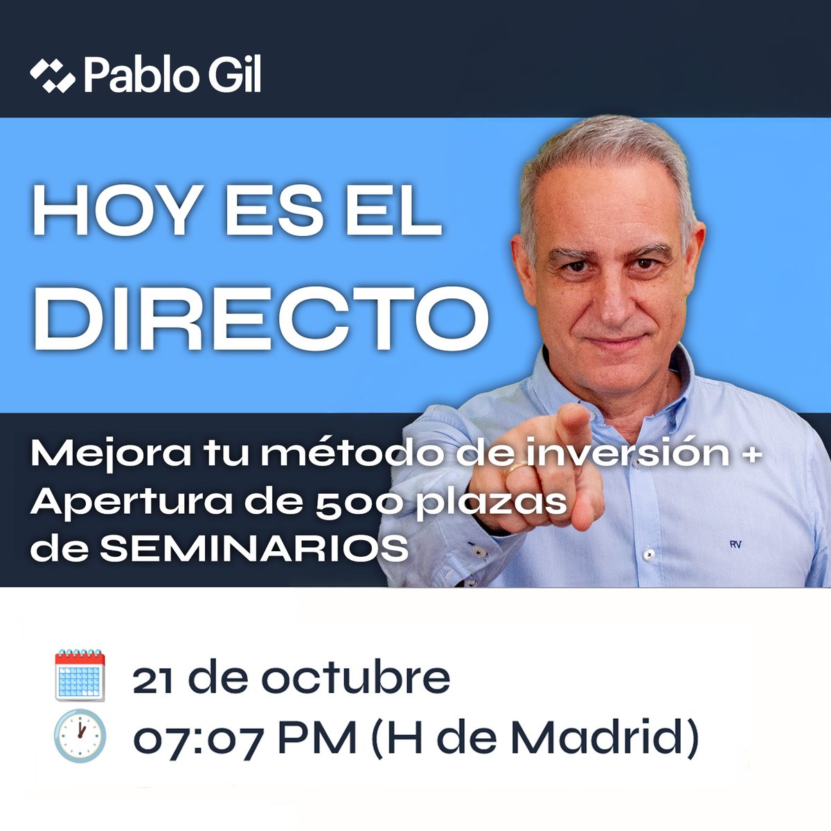 📢 Hoy es el día. No te pierdas la masterclass gratuita de Pablo Gil, uno de los mejores analistas del mercado, en vivo a las 7:07 pm (hora Madrid).  👉 Únete aquí para acceder a la sala privada antes de que comience 👉 bit.ly/ClaseGratisPab…  🎁