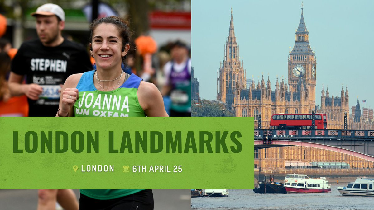 Ready for a challenge with a view? 🌆🏃‍♀️ Sign up for the <a href="/LLHalf/">London Landmarks Half Marathon</a>  with Oxfam!

Race past iconic sights, while supporting the fight against poverty. 🏛️

Plus you'll get a fab Oxfam running vest &amp; fundraising support! 🙌

🎯 6th April 25 | £350 target

👉 bit.ly/3YdOfcr