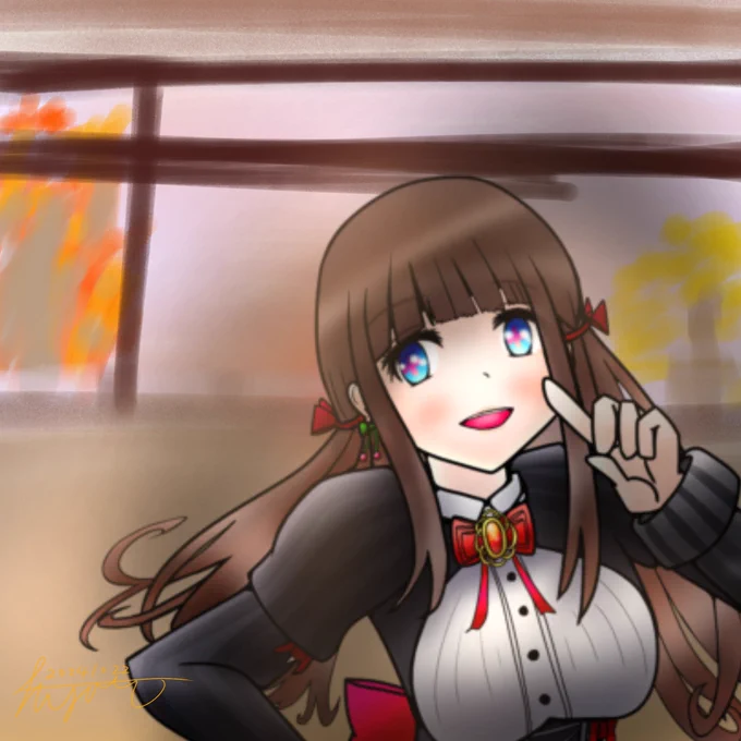 #ちぇり絵「秋も紅葉よりこっちに見とれてほしーなー?」 