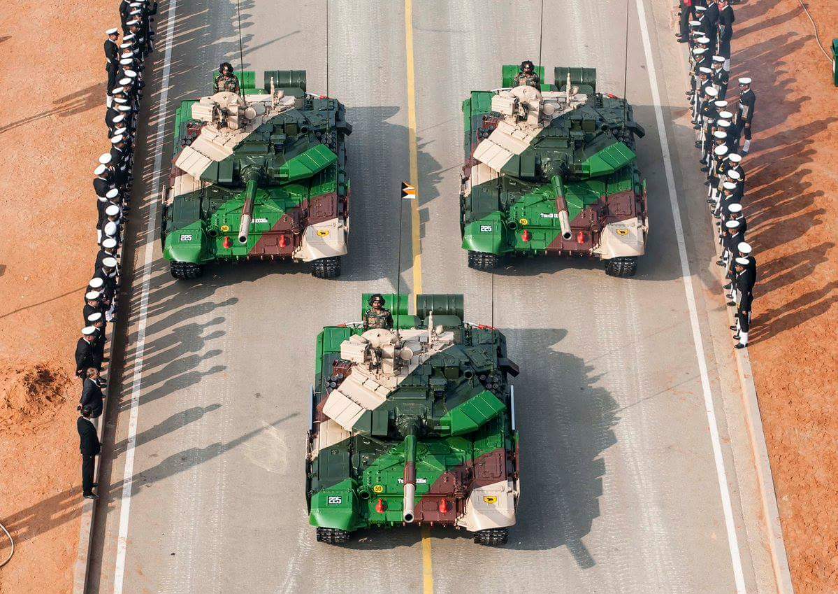 Indian T-90S tanks on parade, 2010s.