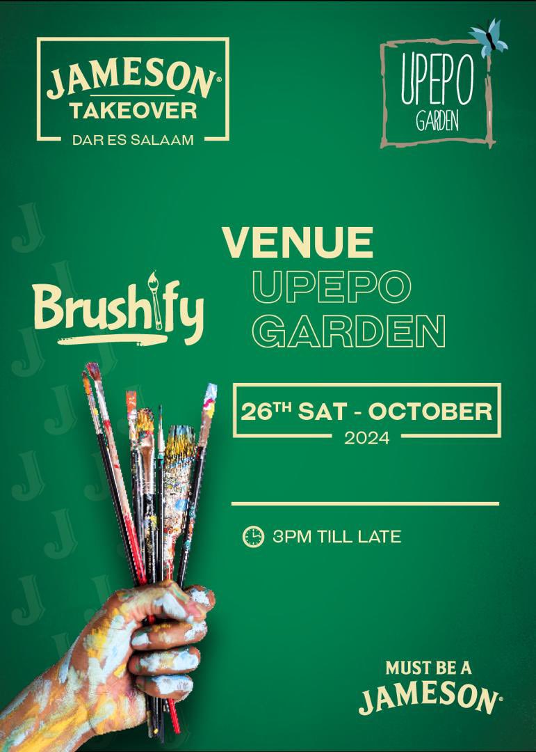 Brushify_Tz's tweet photo. A weekend full of artistic lifestyle and good vibes is the plan this Saturday, 26th October at @Olive_Upepo_Tz under the courtesy of your top favorite Jameson Whiskey @jameson_tanzania as we TAKEOVER THE WEEKEND 🔥

🔞Drink responsibly

#JamesonTakeover #MustBeAJameson #Brushify https://t.co/HXIoMBJyrc