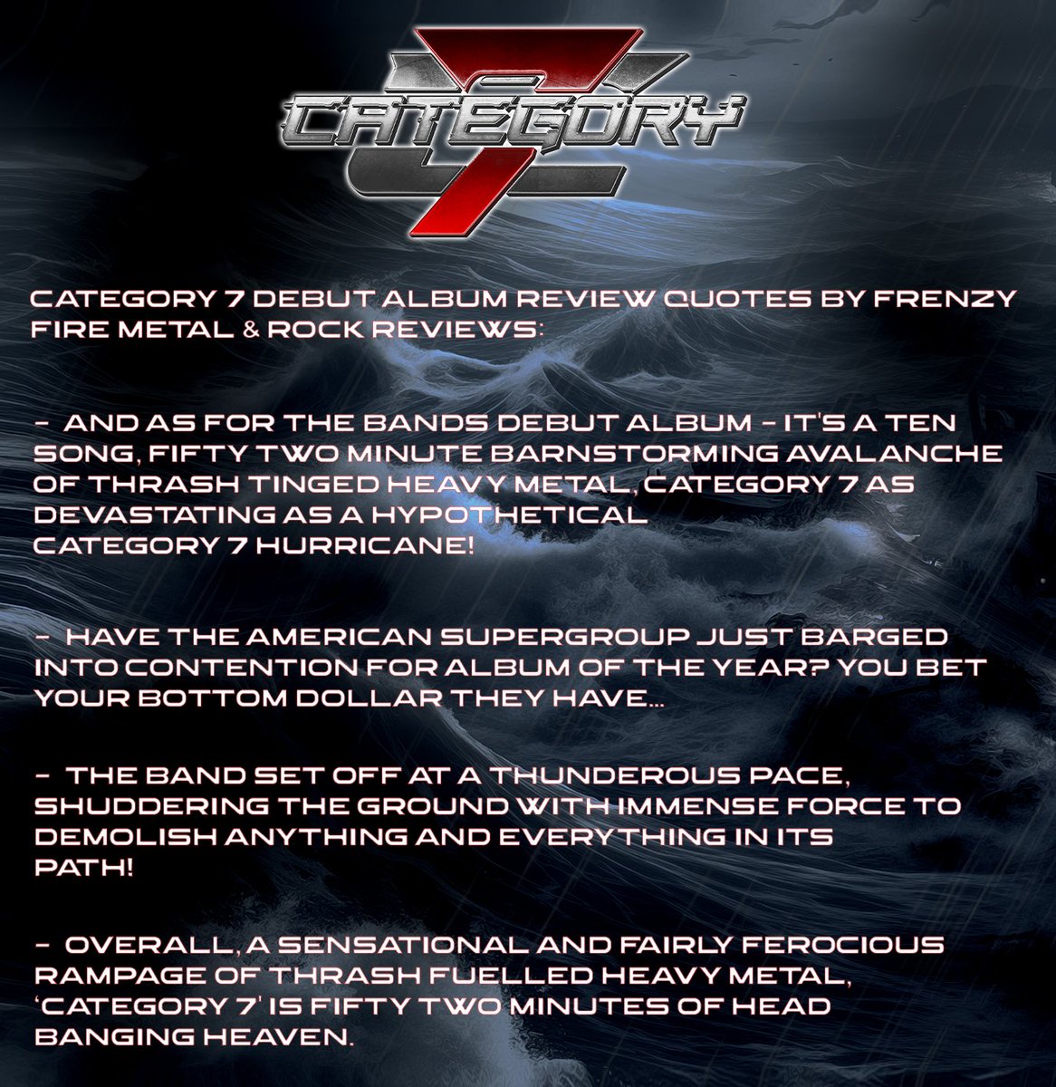 category7band's tweet image. Special thanks to Frenzy Fire Metal/Rock Reviews UK for the KILLER review on the Category 7 Debut Album OUT NOW!

Read the full review HERE: frenzyfire.co.uk/fa_category7re…

FOR ALL Category 7 US Tour Tickets, VIP Meet/Greet Packages &amp;amp; More GO HERE: category7official.com 

#Category7