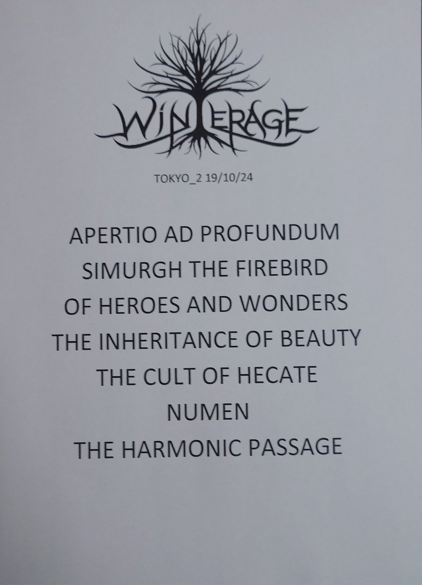 ZAKKflstf's tweet photo. Witerage セットリスト!
2024.10.19 Shibuya Stream Hall Tokyo Japan
#Winterage https://t.co/09Ctijjfgf