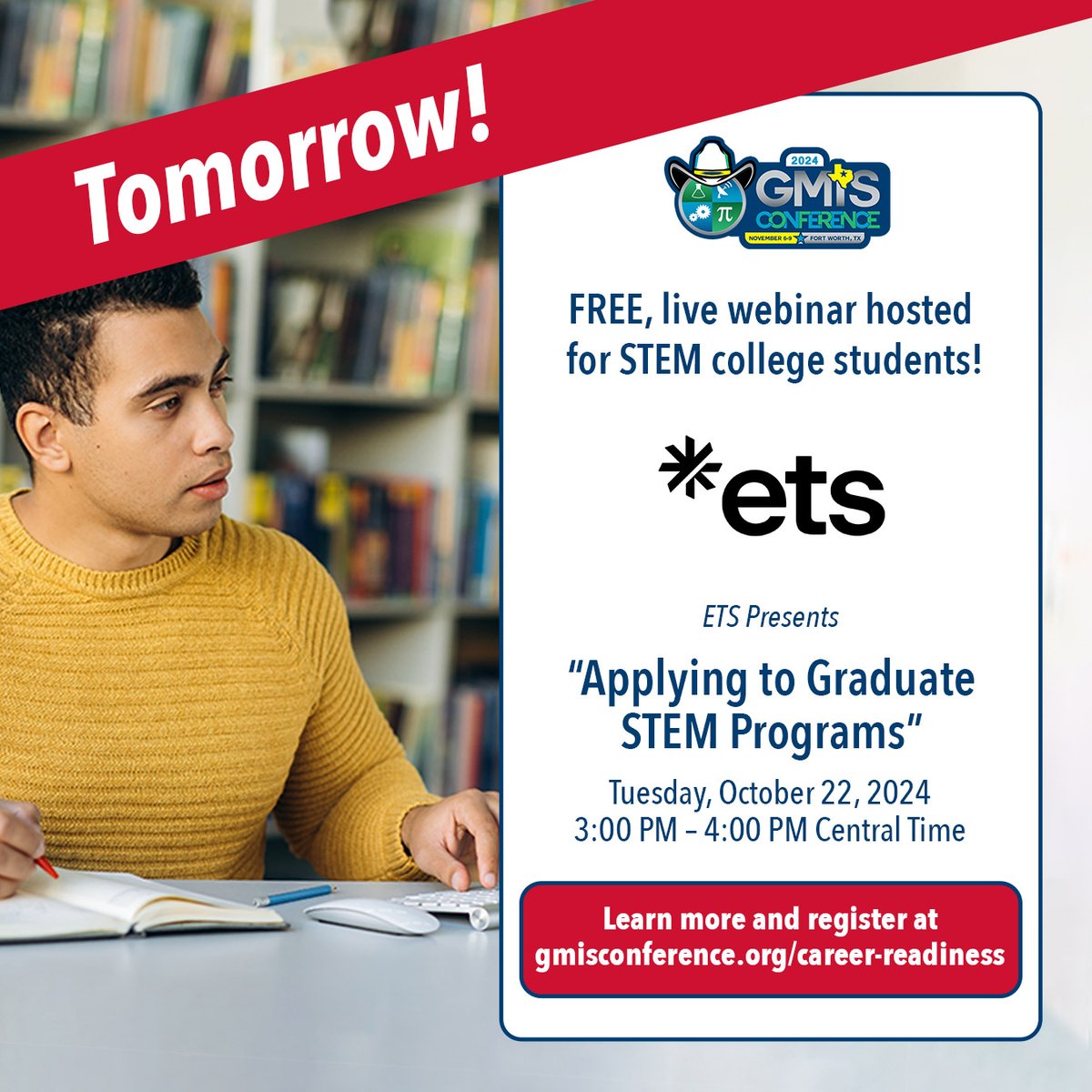 GreatMindsSTEM's tweet image. #FREE #Webinar tomorrow! #Undergrad #Students: Ready for Grad School?

Join us for “Applying to Graduate STEM Programs”, tomorrow, Oct. 22.

Register at bit.ly/4eMAIj3

Learn about top #STEM grad. programs and gain an early start on the grad. school application process.