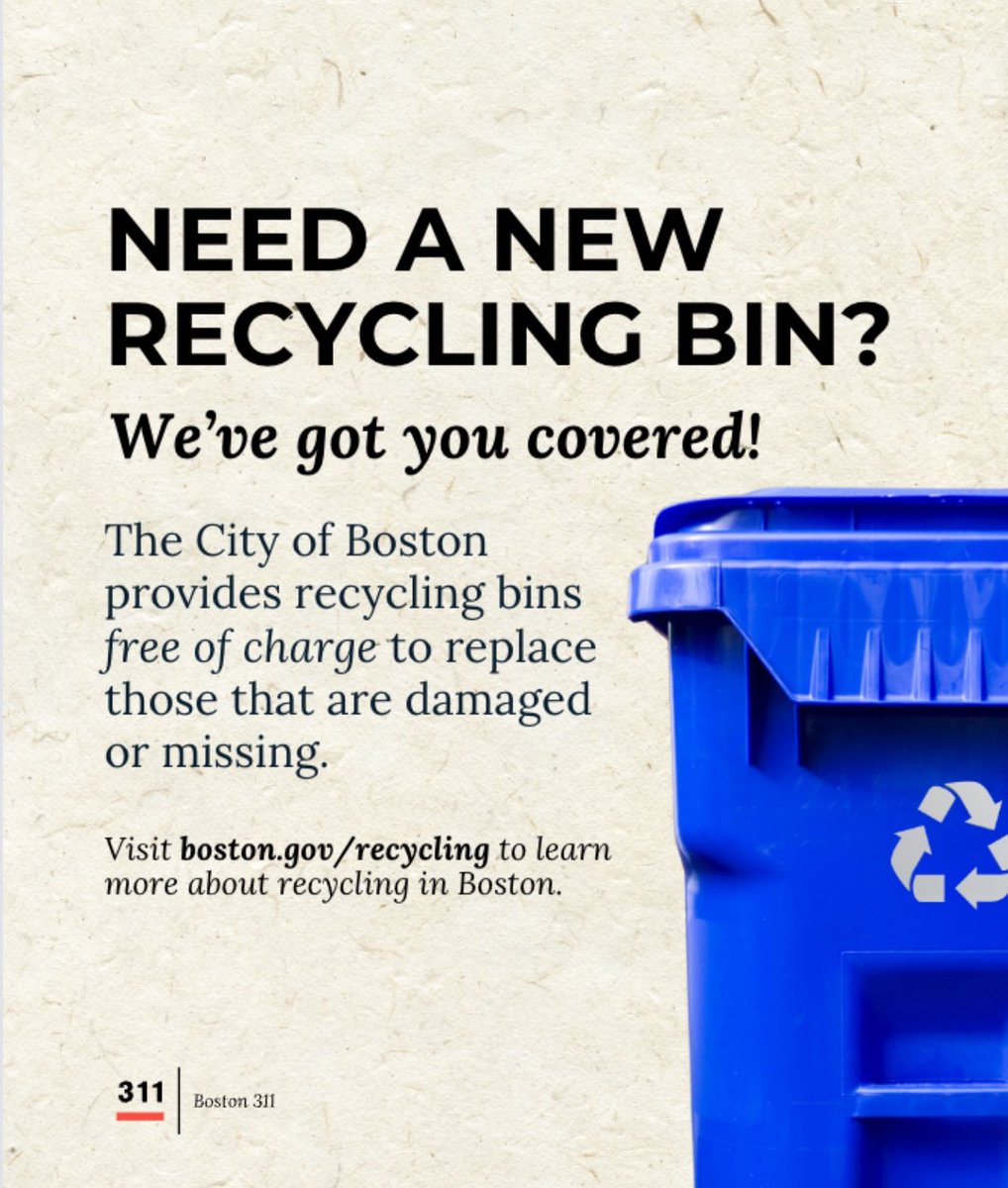 If your #recycling cart is damaged, please contact <a href="/BOS311/">Boston 311</a> to have a replacement delivered. Our carts are engineered with 40% recycled material - including 10% of ocean bound plastics found near beaches, lakes &amp; waterways. For more information: Boston.gov/recycling