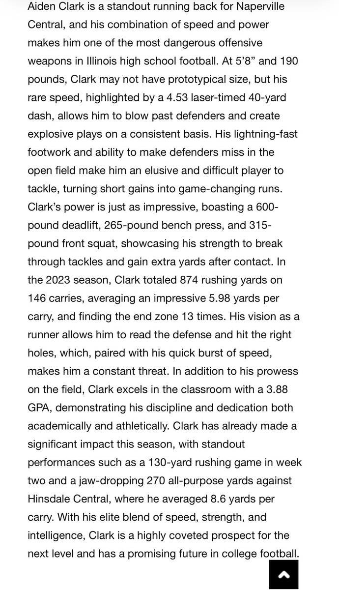 Thank you <a href="/sixstarfootball/">Six Star Football | PLUS+</a> for the write up! <a href="/OfficialNCHSFB/">Naperville Central Football</a>