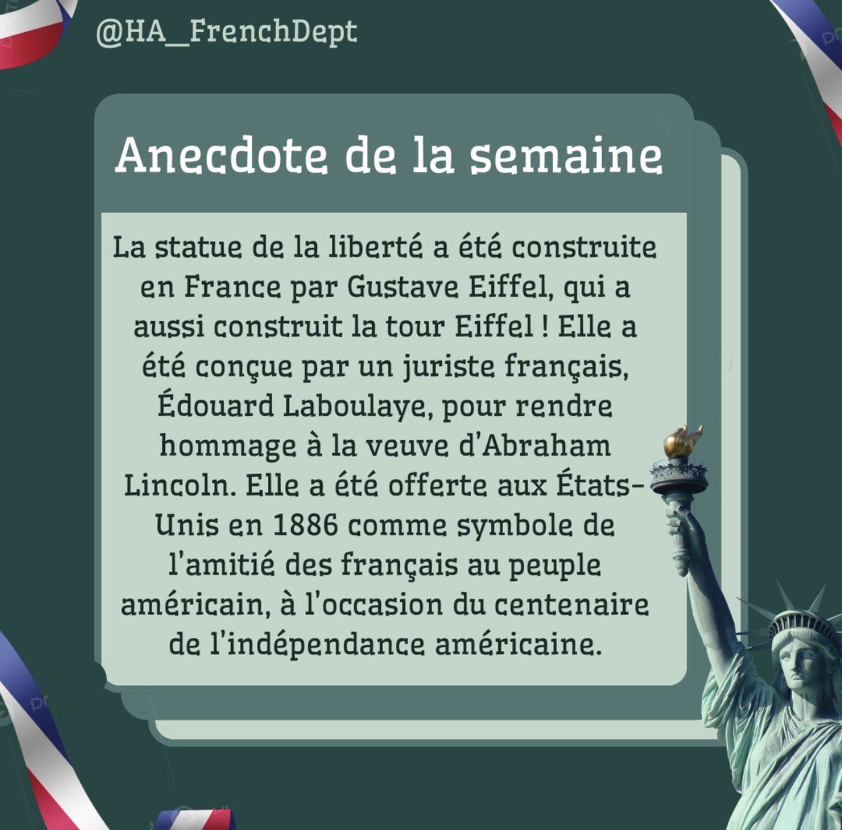 HA_FrenchDept's tweet photo. #ExcitingNews - ZoΓ© has created a fantastic fun fact. Please check it out. You will learn about French culture and language. #KeepingConnected @HabsAdamsGS #CultureCapital #CulturalAwareness #TheFrenchSpeakingWorld @ifru_london @Languageasst πππ«π· https://t.co/GCeyWwabhI