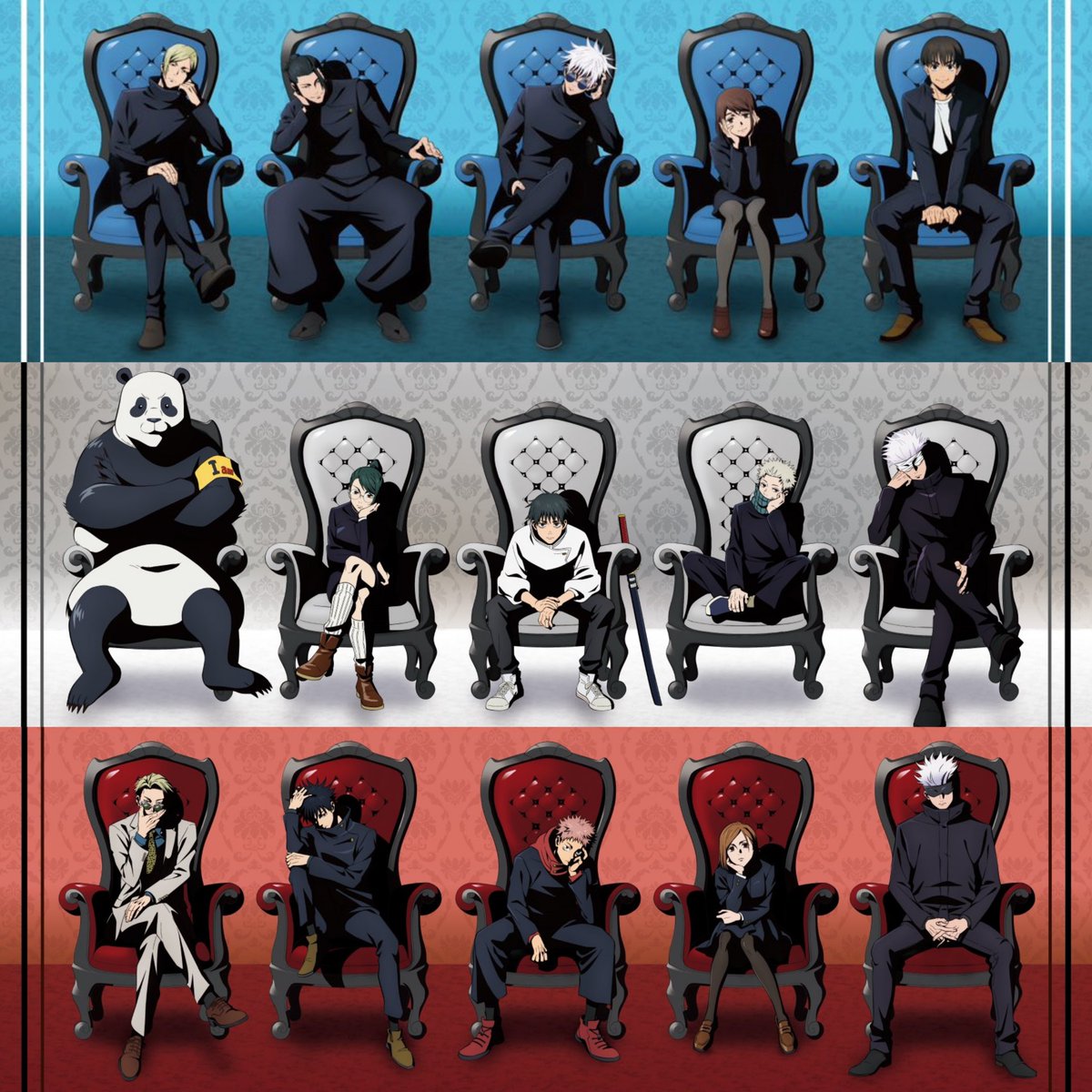 Go_Jover's tweet photo. All 3 versions of this JJK illustration https://t.co/Dbfj6a7v3k