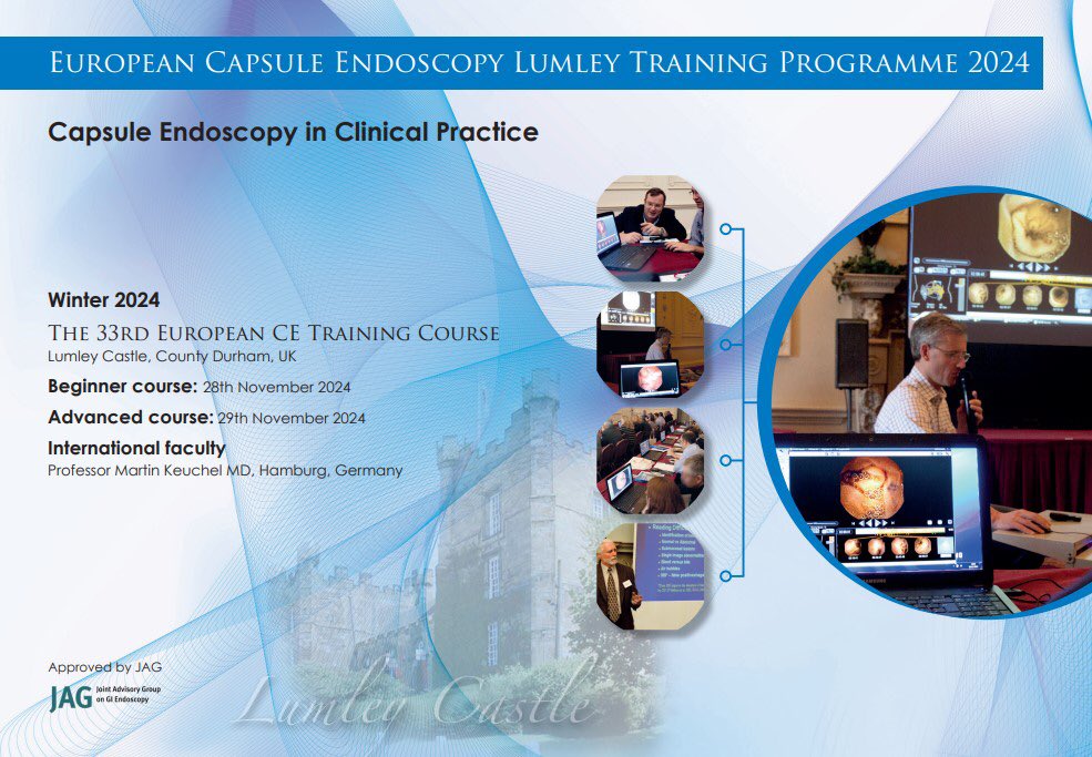 DavisonCaro5's tweet photo. Wish to learn/improve small bowel #CapsuleEndoscopy skills? Register for the 33rd European Capsule Endoscopy Training Course, 28-29 Nov 2024, Lumley Castle Durham.

JAG accredited, world renowned faculty &amp; location

Contact d.hepburn@nhs.net

@STSFTrust #CapsuleEndoscopyTraining https://t.co/cDfbheceRx