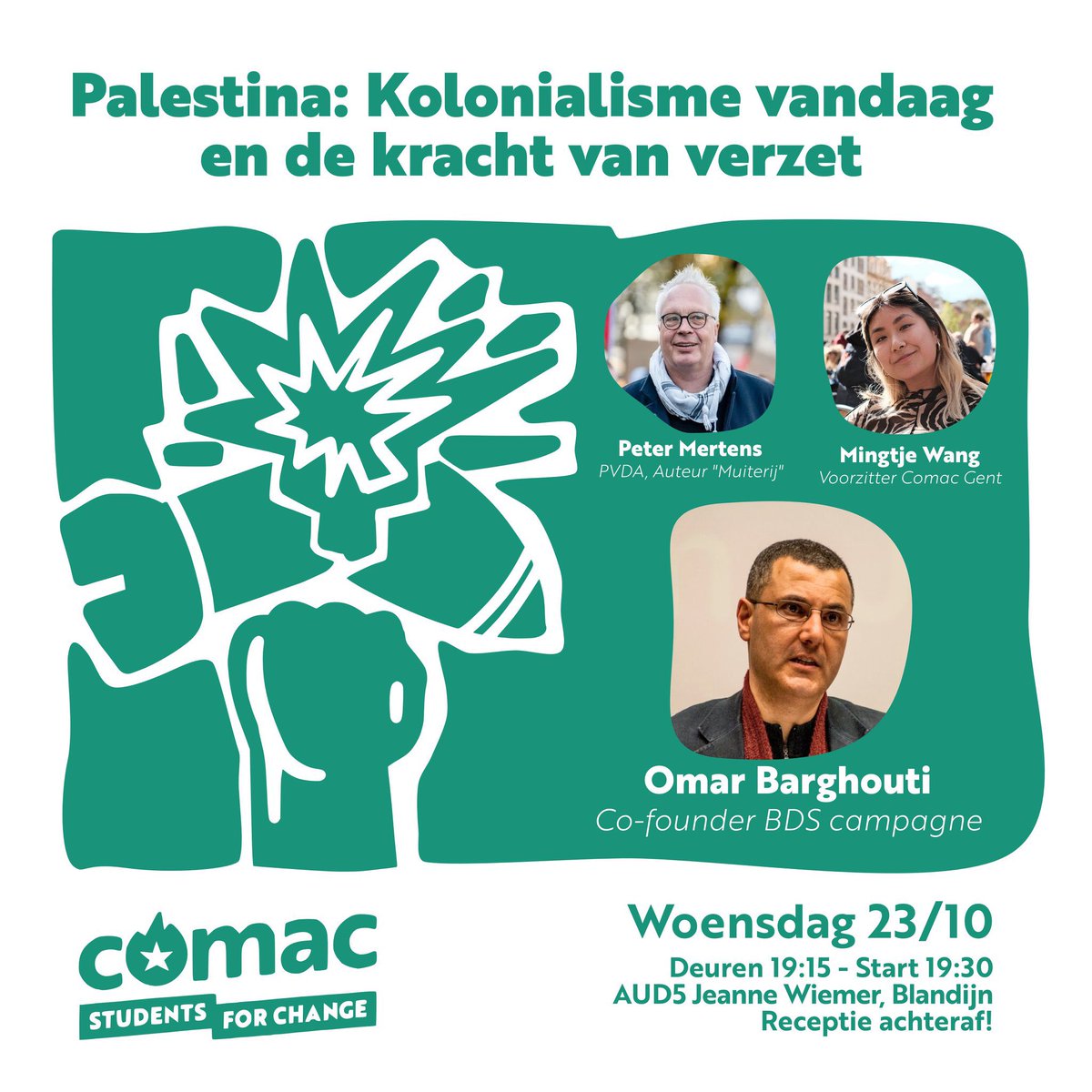 Gisteren stonden letterlijk 70.000‼️mensen op straat voor een Palestina en Libanon. Maar waarom de fuck werken onze universiteiten nog samen met Israël en waarom sturen onze overheden er nog wapens naartoe? Met Comac Gent doen we een conferentie over hoe we dat kunnen stoppen🇵🇸✊