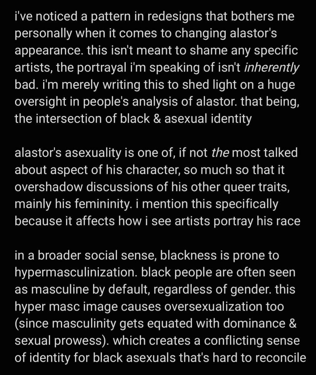 aspacestorm's tweet photo. 🧵 alastor redesigns &amp; intersectionality
- from the perspective of a black asexual
#hazbinhotel #alastor https://t.co/Z5GHqs42uN