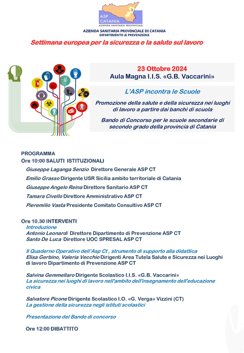 Settimana europea per la sicurezza e la salute sul lavoro. Il 23 ottobre al “Vaccarini”, l’Asp di Catania incontra le Scuole
#aspcatania #Salute #news #sicurezza #sicurezzasullavoro
Consulta la pagina: aspct.it/comunicazione/…