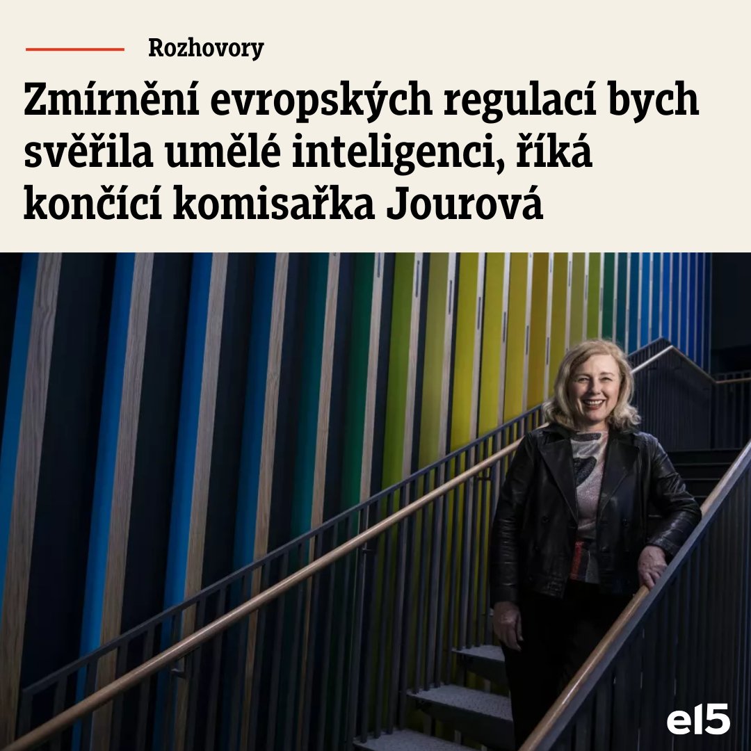 e15 (@e15_cz) on Twitter photo „Nikdy neřeknu, že Evropské unii ujel vlak, protože nemám ráda poraženectví. V některých oblastech, jako je umělá inteligence, biotechnologie nebo čipy, ale musíme přidat, abychom byli na špici,“ říká v rozhovoru <a href="/VeraJourova/">Věra Jourová</a>.
➡ e15.page.link/ztxD „Nikdy neřeknu, že Evropské unii ujel vlak, protože nemám ráda poraženectví. V některých oblastech, jako je umělá inteligence, biotechnologie nebo čipy, ale musíme přidat, abychom byli na špici,“ říká v rozhovoru <a href="/VeraJourova/">Věra Jourová</a>.
➡ e15.page.link/ztxD